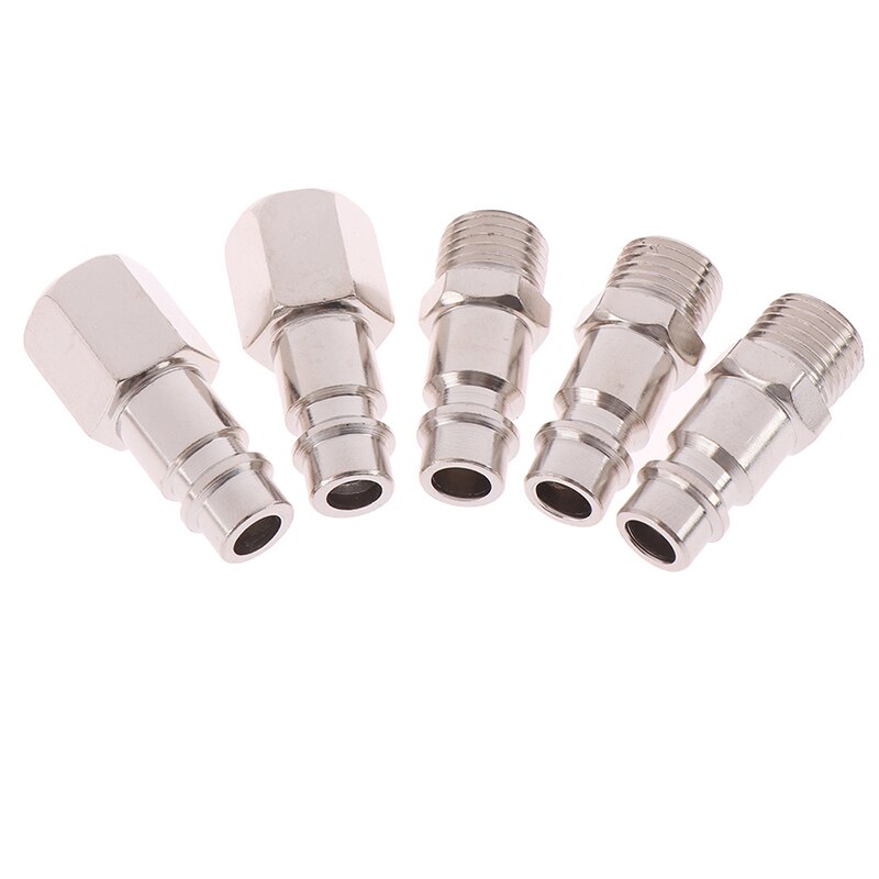 5pcs 1/4" BSP Femal/Male Air Line Hose Compressor Connectors Silver Euro Male Quick Release Fittings