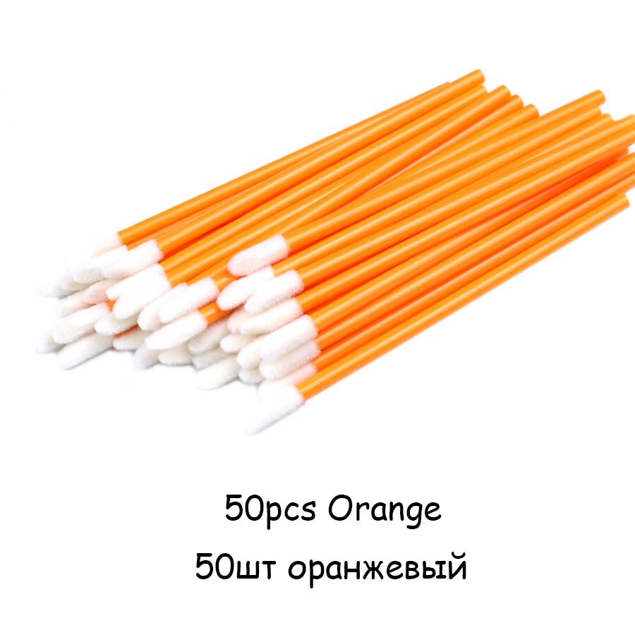 50 Stuks Wegwerp Lip Borstel Wimperborstels Wimpers Micro Borstels Wimper Extension Applicator Cleaner Beauty Makeup Tools: 50pcs Orange