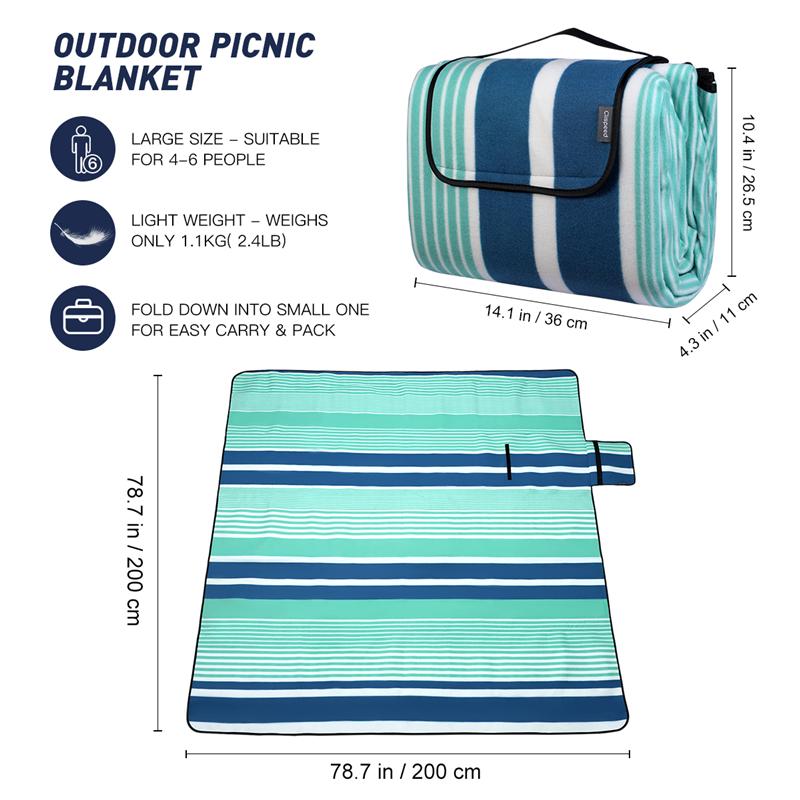 Udendørs picnic tæppe vandtæt foldbar picnicmåtte ekstra stort picnic tæppe picnic pad til camping vandreture rejser