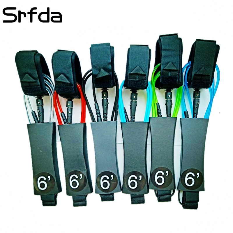 SRFDA surfboard leash 6feet5.5mm Double swviels straight leash with Polyurethane TPU Nylon Stainless steel surf leash