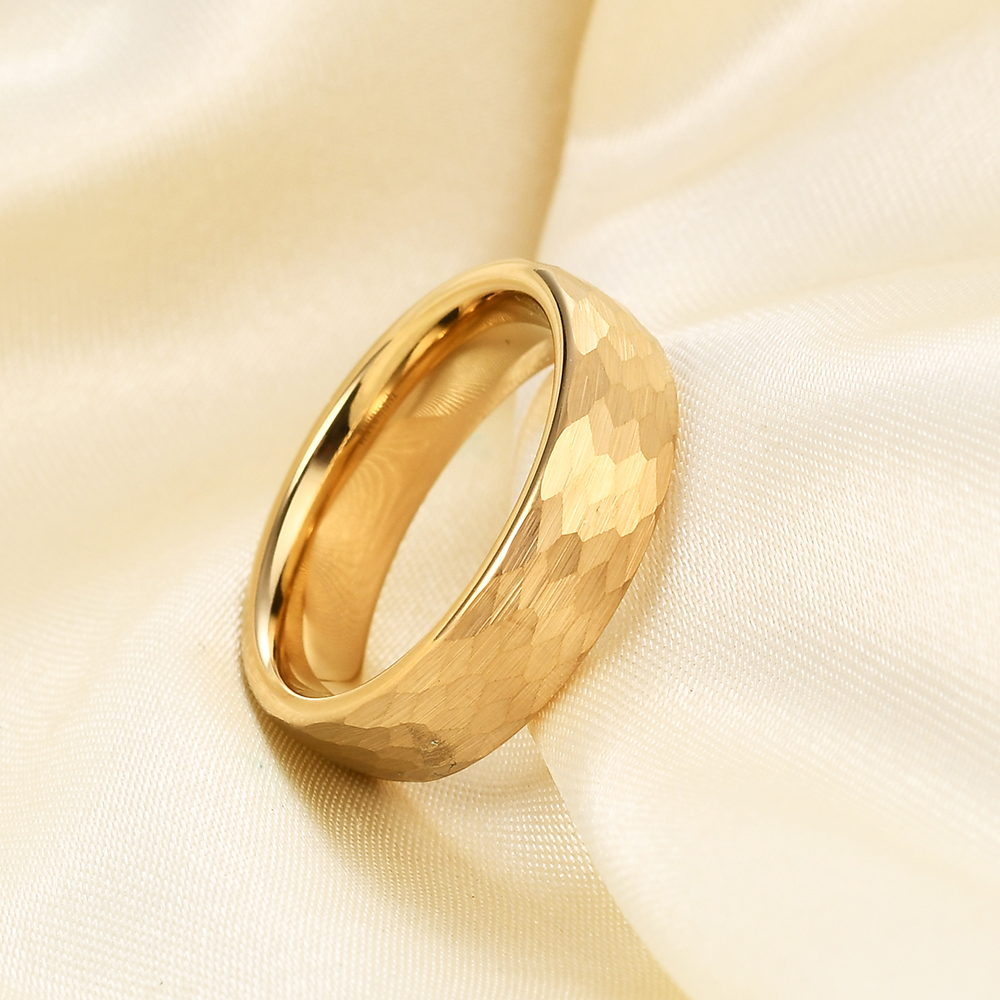 Anillos de carburo de tungsteno martillados en oro/negro/plata de 6 mm para hombres y mujeres
