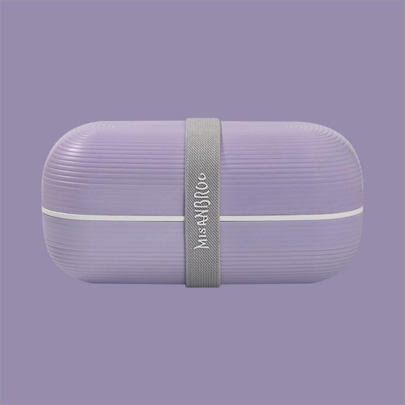 Dubbele Laag Lunch Box Bento Box Voor Student Kantoormedewerker Food Storage Container Box Magnetron Eenvoudige Stijl Draagbare Lekvrij: Purple