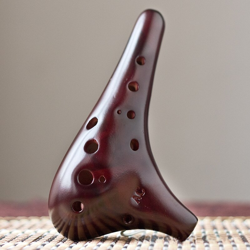 Flauta de Ocarina DE Alto ToneC de 12 agujeros, instrumentos musicales de cerámica ambiental, quemadura ahumada