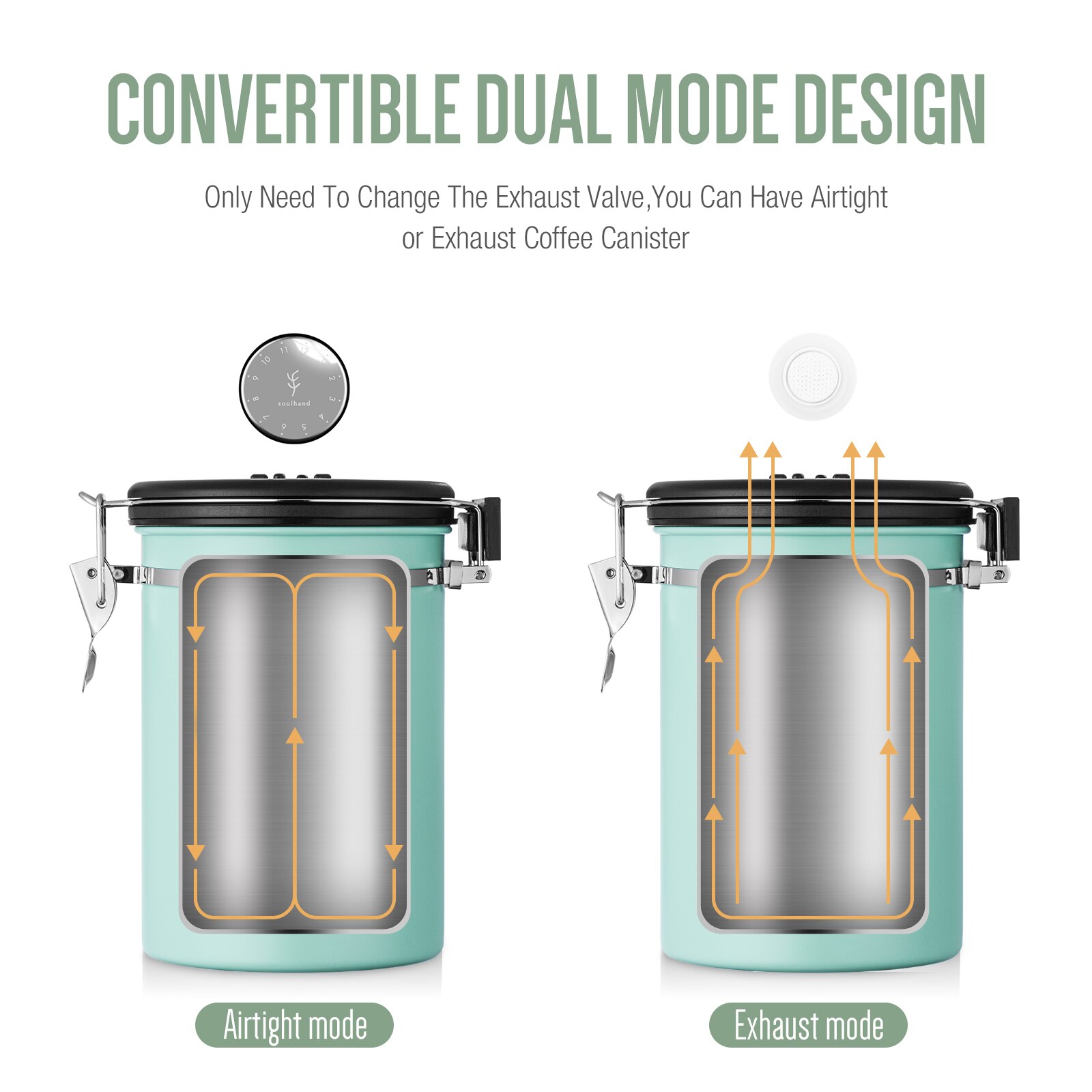 Coffee Canister With Scoop Airtight Coffee Container Stainless Steel Storage Canister Set For Coffee Beans Tea 22oz 660g: all stainless 2