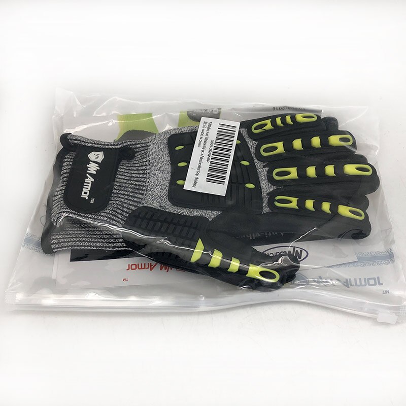 100%  trillingsdempende snijbestendige handschoenen, oliebestendige mechanische veiligheidshandschoenen met tpr op de rug van de handschoen