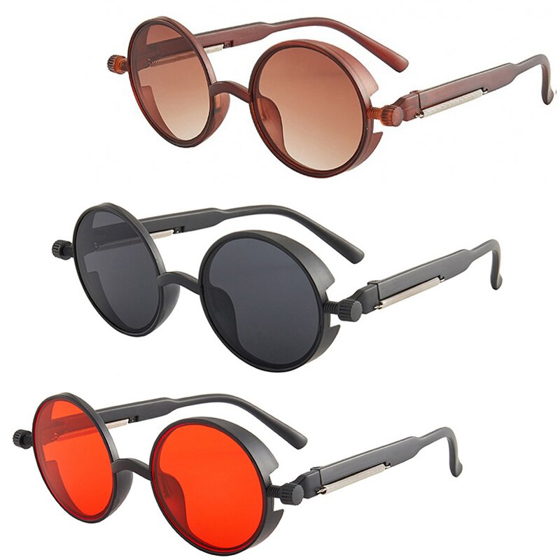 Mode Steampunk Stijl Zonnebril Retro Klassieke Ronde Frame Glazen Multi-color Lens Zon Brillen Gothic Punk Bril Unisex