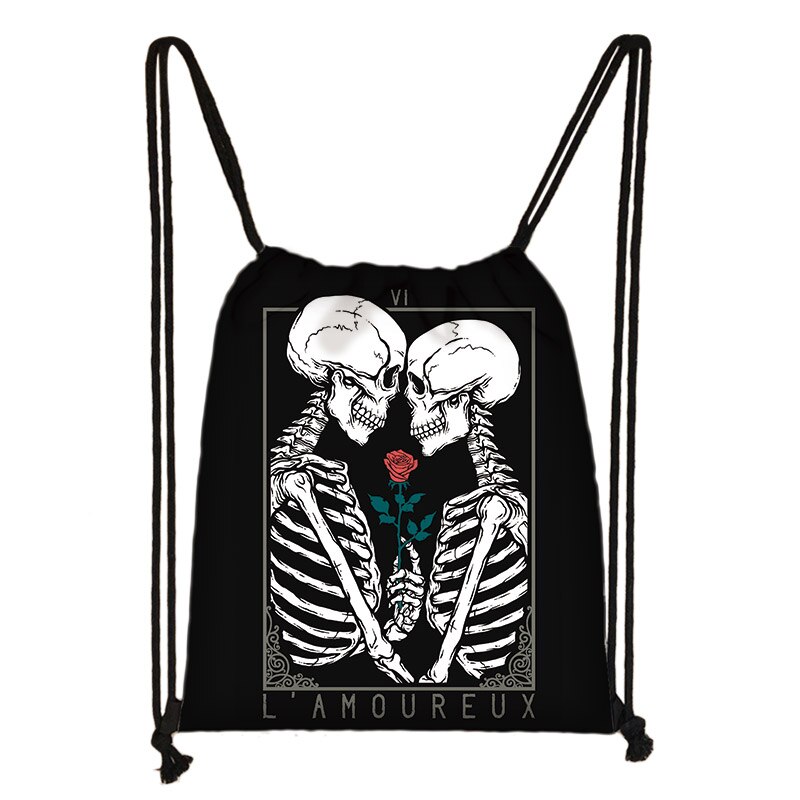 Mochila Cool Death Skull para hombre y mujer, bolsa de viaje con cordón, para guardar zapatos, de lona: skdmohuan08cw