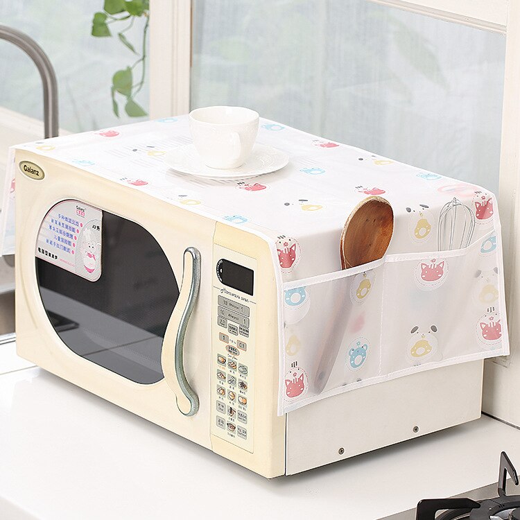 Värikäs peva-materiaali vedenpitävä mikroaaltouunin pölysuoja tuplataskuinen mikroaaltouunin kansipyyhe helppo puhdistaa 85*34cm