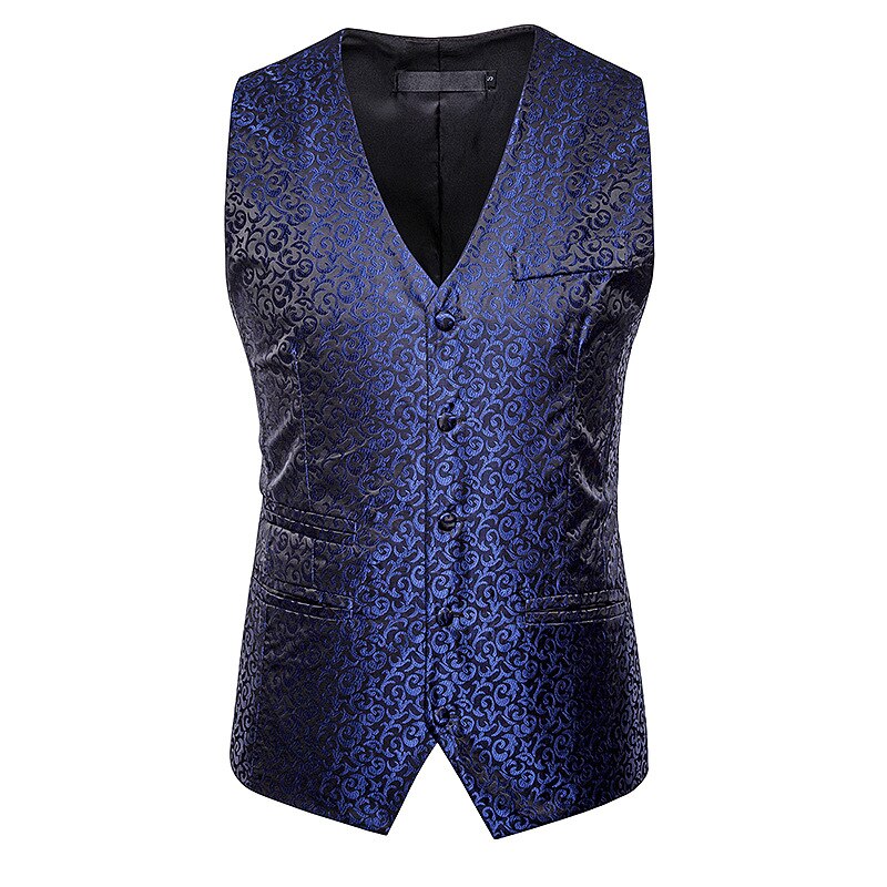 Chaleco de traje de Paisley para de boda Hipster para hombre chaleco Floral para hombre chalecos de vestir de ajuste delgado de un solo pecho para hombre Gilet XXL