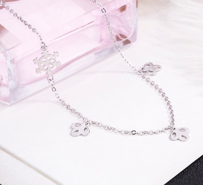 Real 925 Sterling Silver Anklet For Women Bohemian Anklet Bracelet Foot Jewelry.Sweet Snowflake Bell Anklets,not allergic