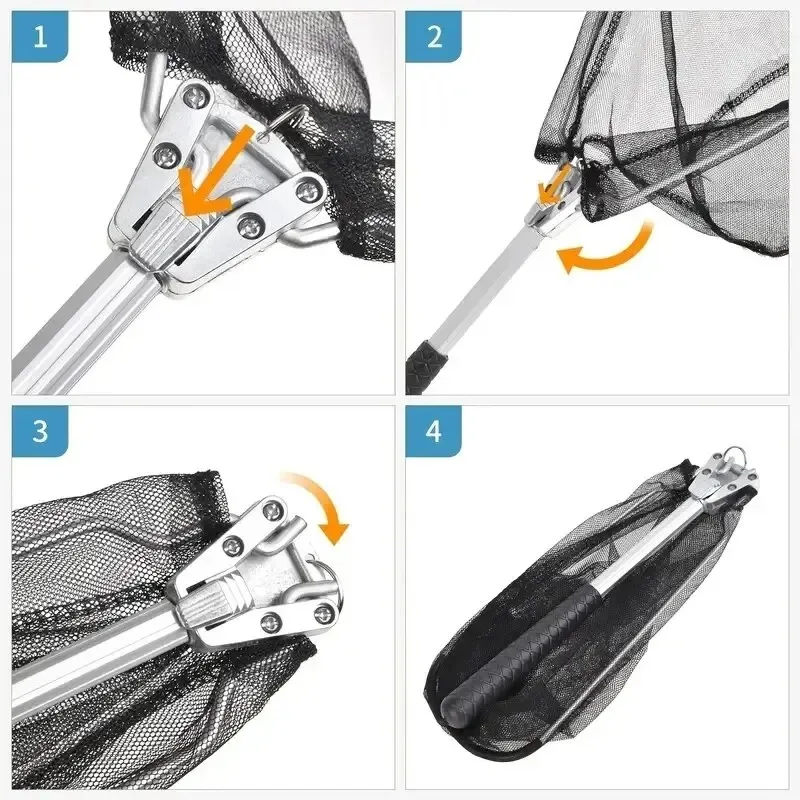 Filet de pêche pliable adapté au kayak, mouches, poisson-chat, bar, crabes et truite, outils de pêche, 50cm, 19 po, 1 pièce