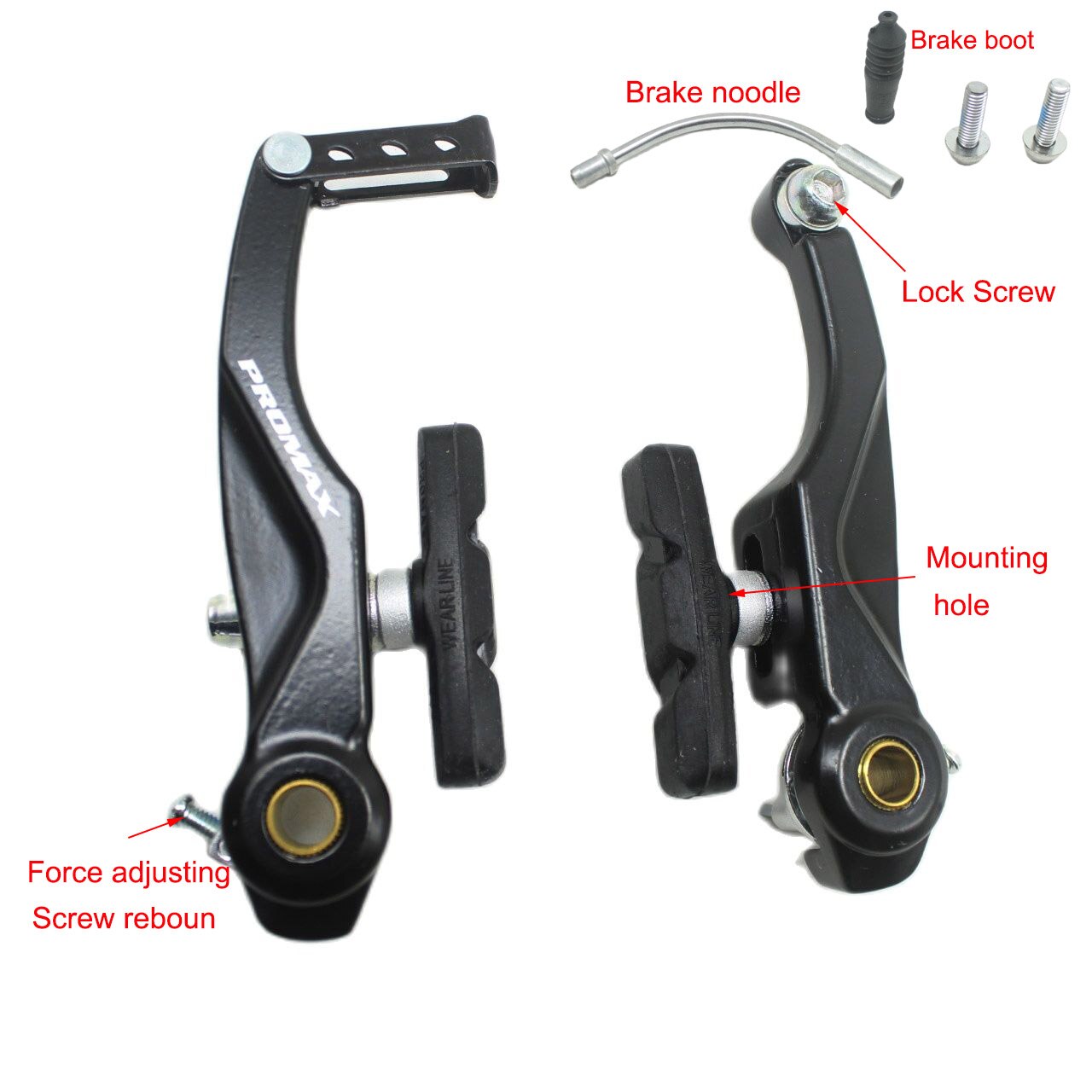 PROMAX Bike MTB Mountain Bicycle BMX Cruiser Linear Pull V Brake Caliper Set with Brake Pads Brake MTB Brakes Cantilever