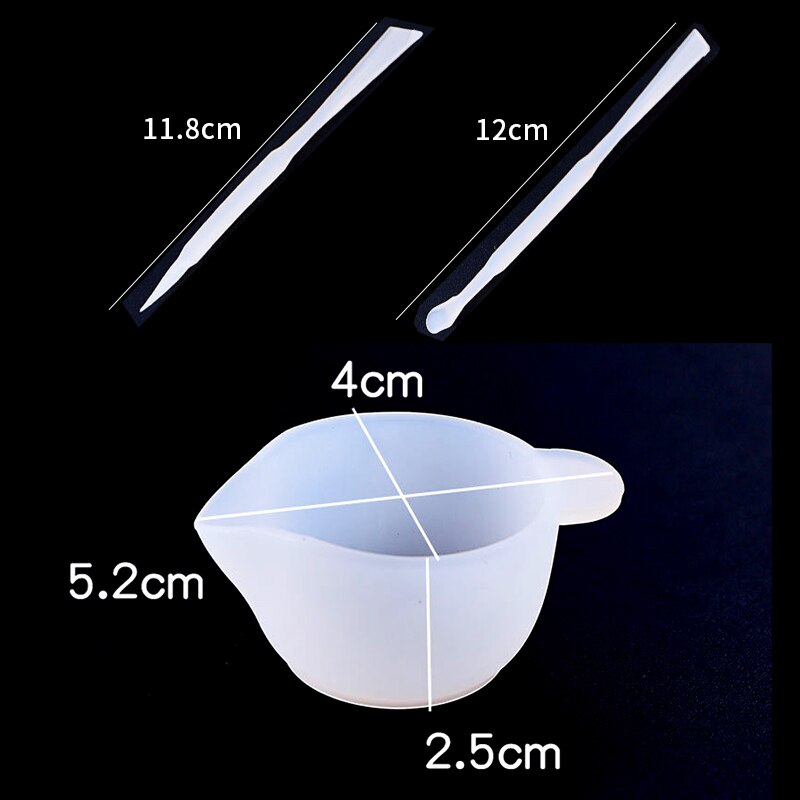 Non-stick Silicone Washable And Reusable Measure Cup 250ml DIY Jewelry Making Tool Epoxy Resin Cups Mixing Cup Stirring Stick: Three-piece suit