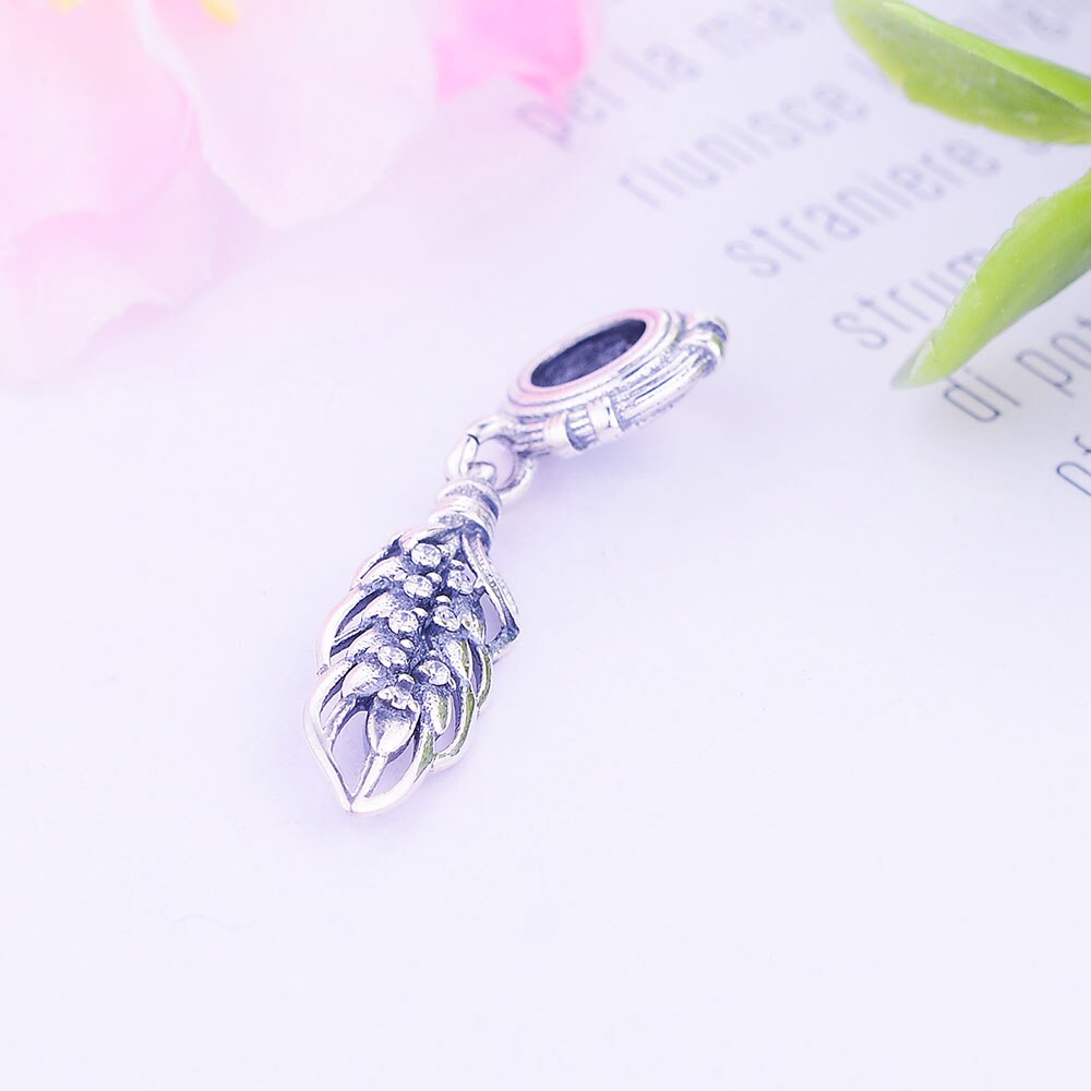 Berloque Real 925 Sterling Zilver Tarwe Graan Dangle Bedels Kralen Fit Originele Bedels Armbanden Sieraden Maken Voor Vrouwen