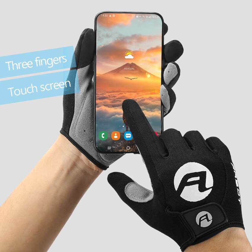 Guantes de ciclismo para hombre antideslizantes con pantalla táctil, antigolpes, transpirables, de dedo completo, para deporte, Fitness, guantes para motocicleta y bicicleta