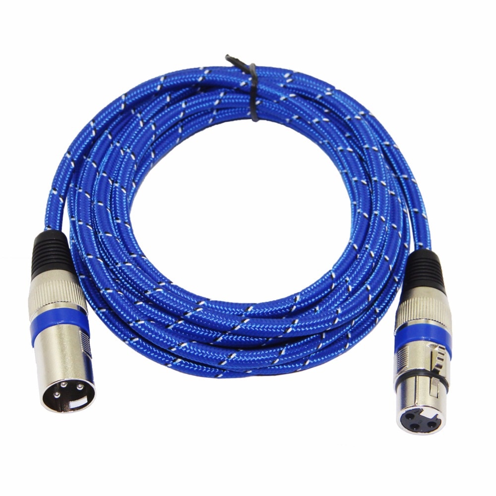 Bochara nylon flettet xlr-kabel hann til hunn m /f 3 pinner jack skjøtekabel til mikrofonmikser 1m 1.8m 3m 5m 10m 15m 20m