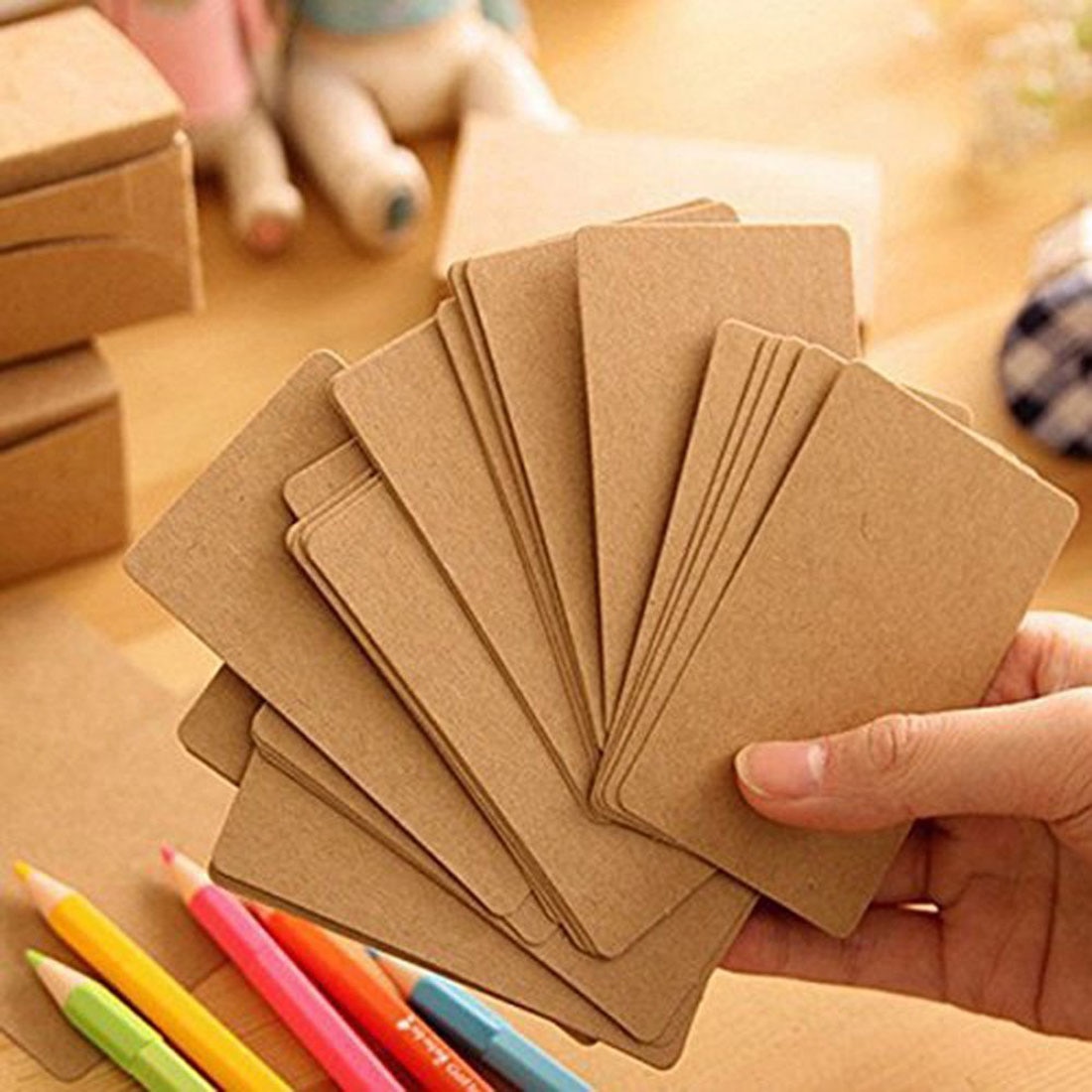 100 stk blankt kraftpapir visitkort word card besked kort diy kort