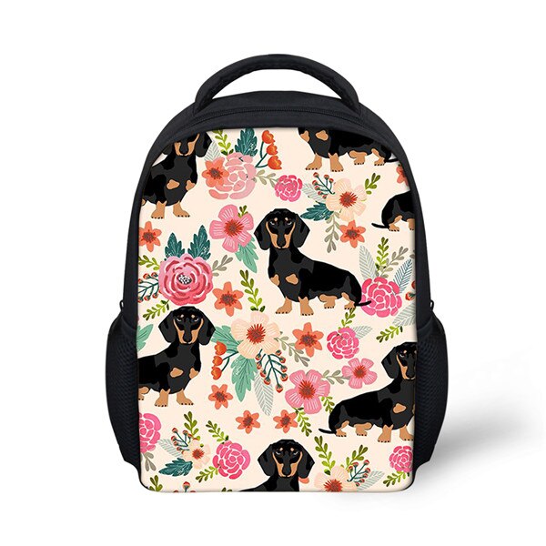 ELVISWORDS Cartoon Pet Dog School Backpack Girls Boys Kindergarten Kids Bag Mochila Escolar Dachshund Small School Bags For Baby: ALP037F