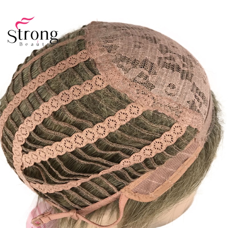 Strongbeauty lysebrune korte herreparykker syntetisk helparykk til menn