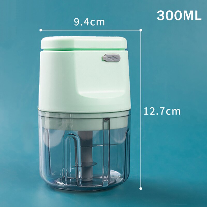 Elektrische Knoflook Stamper Usb Opladen Stevig Duurzaam Mini Crusher Chopper Voor Verpletterd Knoflook Geplet Gember Gemalen Verse Chili: Greeen 300ML