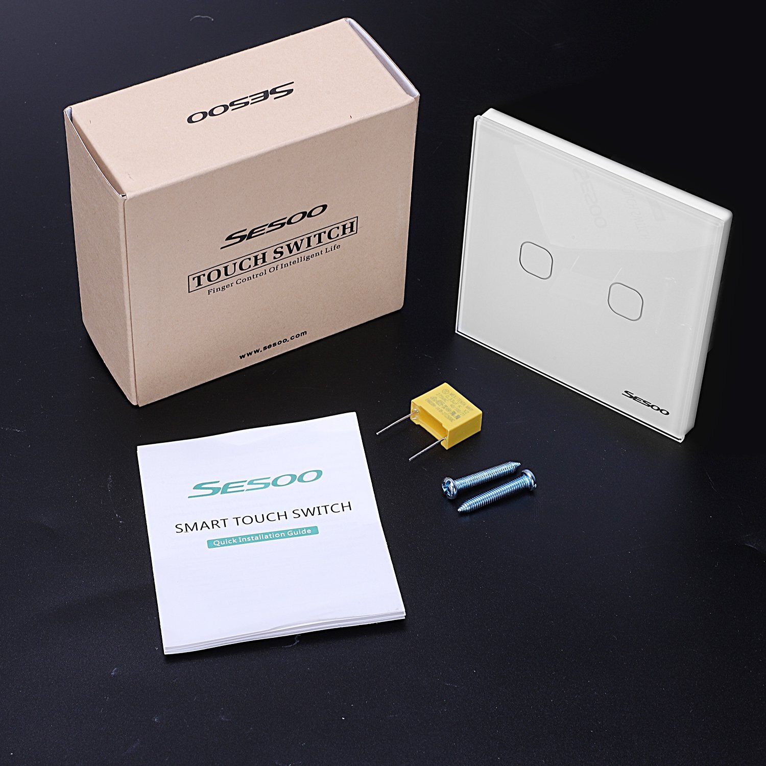 Sesoo Press Switch Single Fire Line Lighting Wall Switch Smart Home Light Press Control Switch: White 2 button