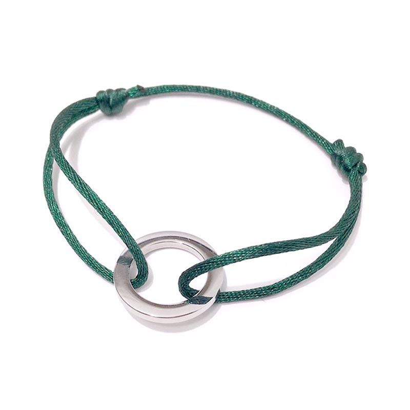 Justerbart flätat armband med enkel ring: Roströd
