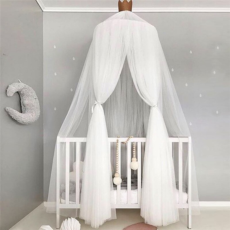 Babytelt krybbe netting palass barnerom seng gardin hengt kuppel myggnett låve jenter kappe myggnett telt
