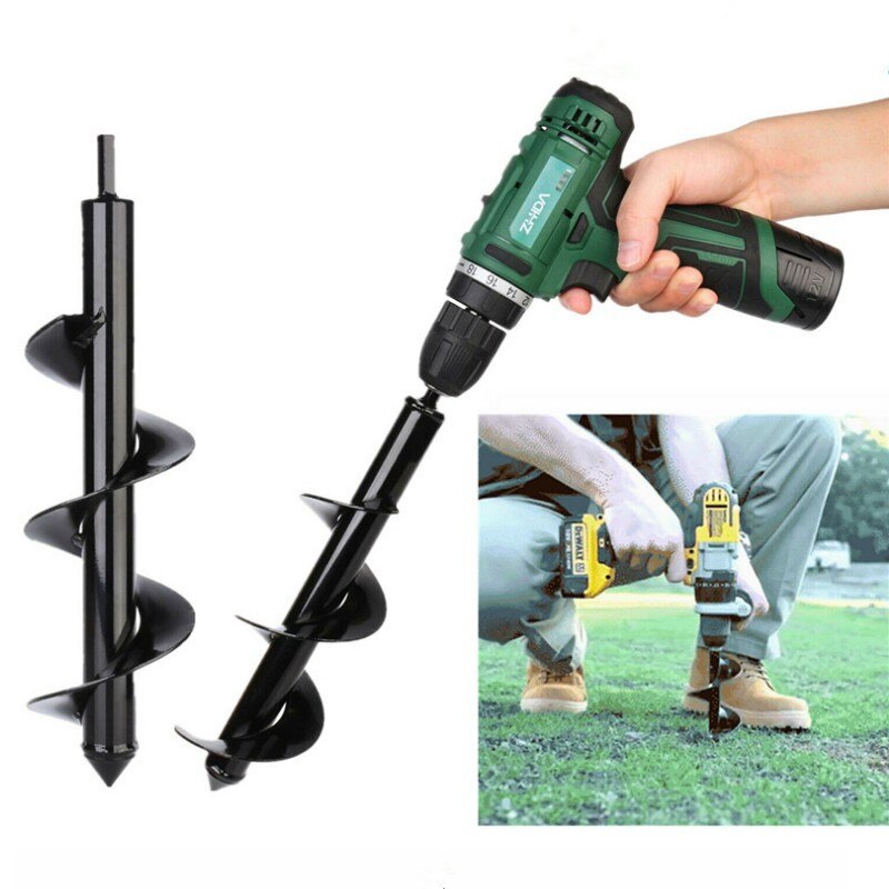 40Carbon Steel Planter Garden Auger Spiral Drill Bit Flower Planting Hole Digger Drill Bit Yard Gardening Bedding Planting Tools