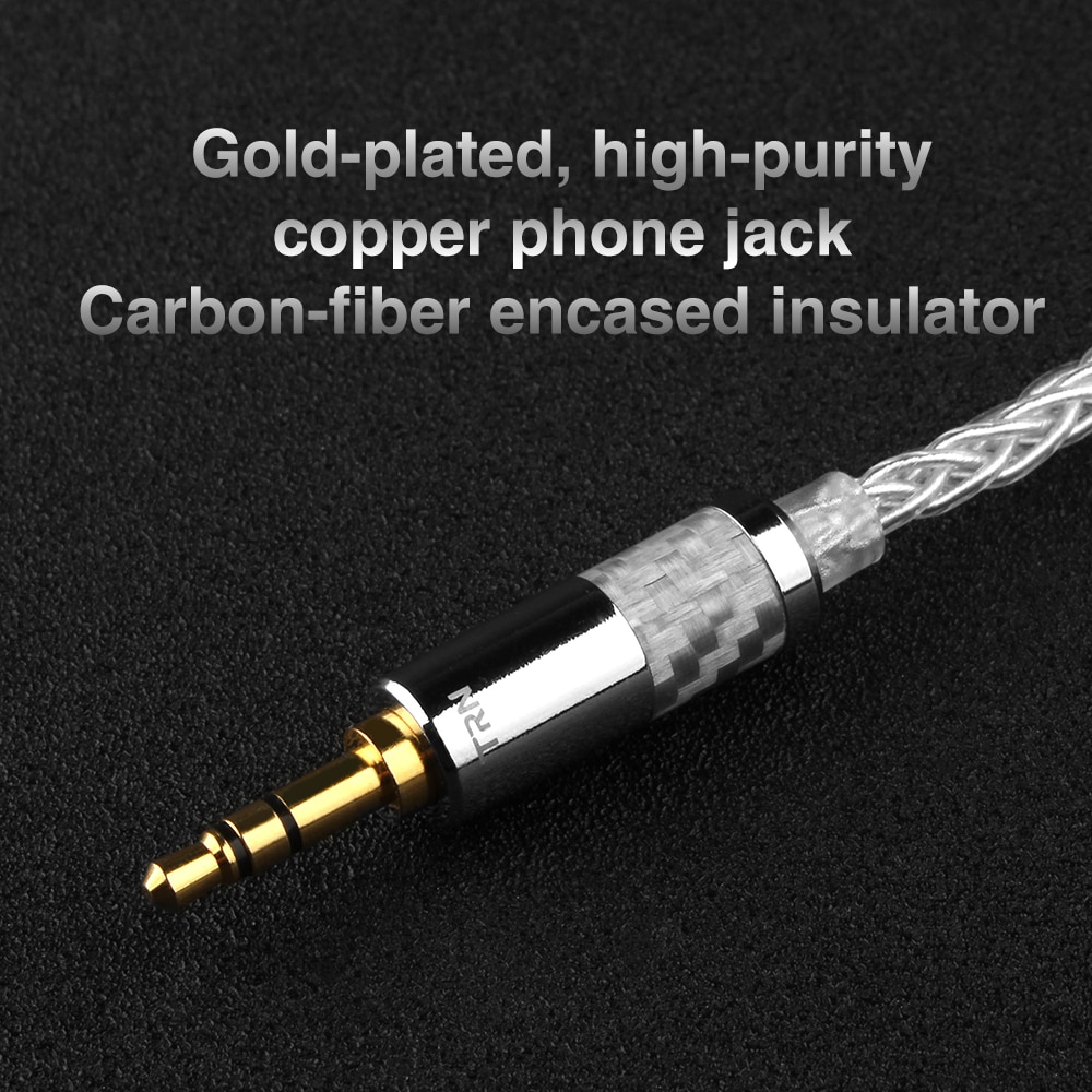 Trn  t3 øretelefoner kabel sølv kabel 8 core hovedtelefon ledning hifi flettet kabel til  v90 v80 st1 v30 ba5 v10 c10 zst  t2 s2 bq3 no.3