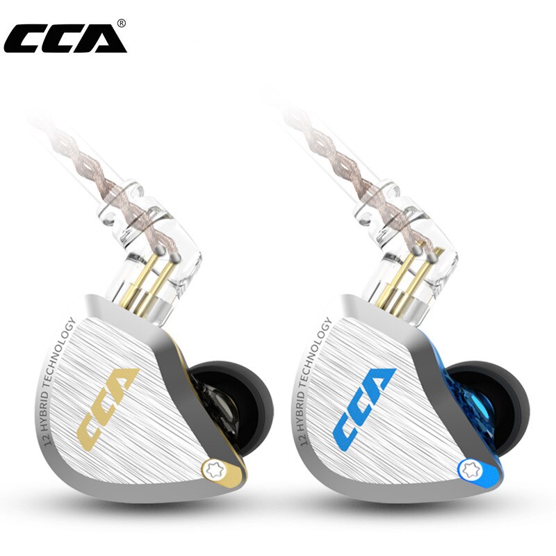 Cca C12 Metalen Headset 5BA + 1DD Hybrid 12 Eenheden Hifi Bass Oordopjes Noise Cancelling Koptelefoon In Ear Monitor Oortelefoon kz Zsx Zax