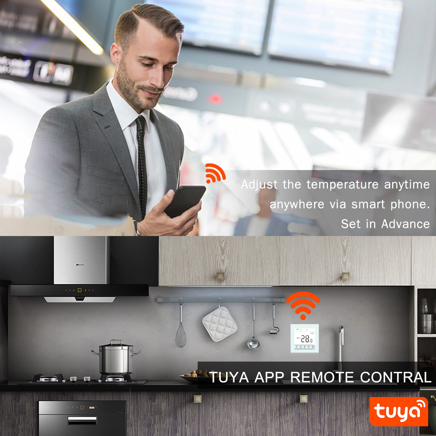 Tuya Touch Screen Programmable Temperature Controller WiFi Smart Thermostat for Electric Heating Support Alexa Google Home