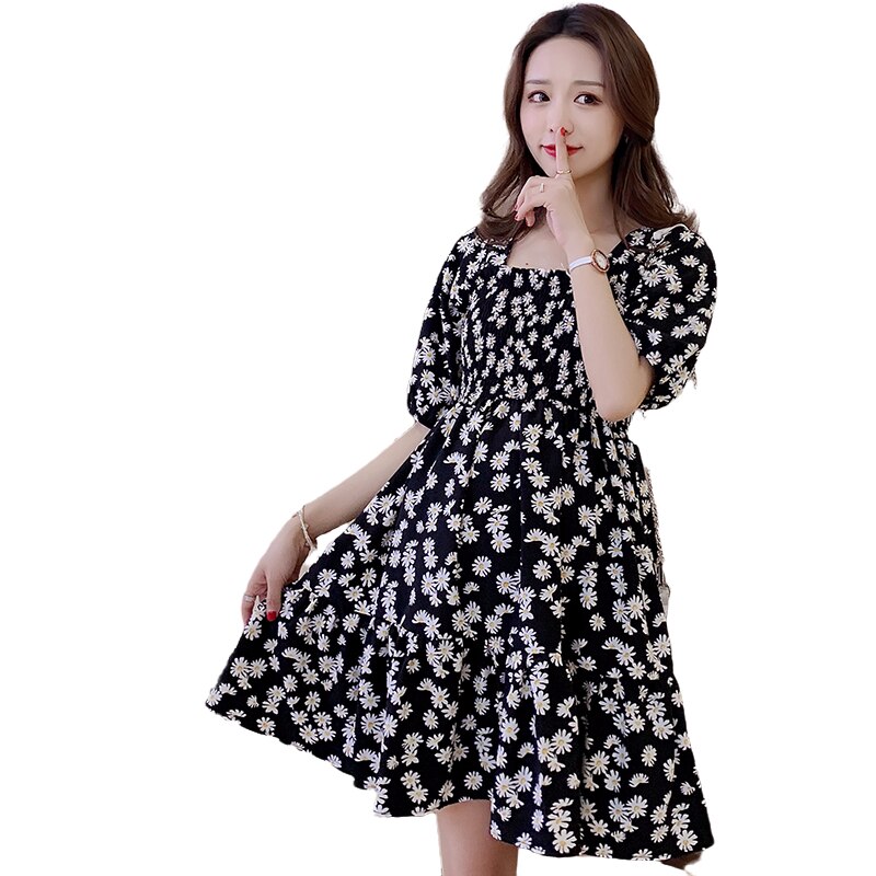 Barsel sommer smukke chiffon skjorter plus størrelse kort lanterne ærme gravide kvinder blomster søde empire bluser