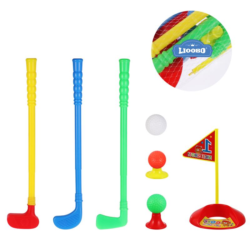 Lioobo-kit de bola de golfe para pais e crianças, 1 conjunto de roupas para tacos de golfe, abs, criativo de alta qualidade para áreas externas, brinquedo para crianças