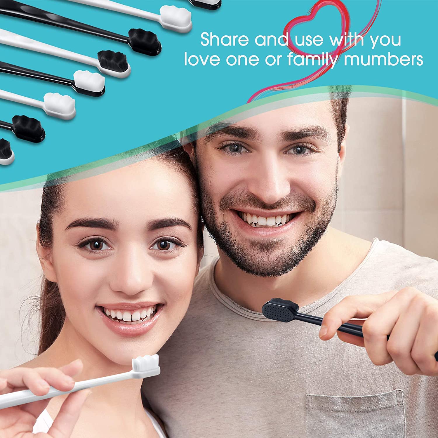 20pcs Extra Soft Toothbrush Micro Nano Toothbrushes 20000 Soft Bamboo Charcoal Bristles for Fragile Teeth Oral Gum Recession