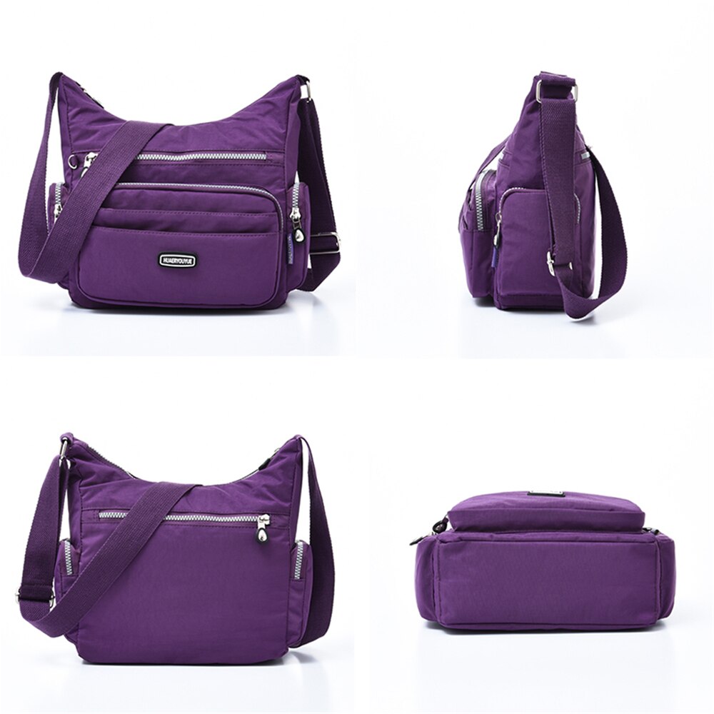 Vesker til kvinner femme stor kapasitet nylon skulderveske vanntett daglig shopping veske crossbody budbringer poser