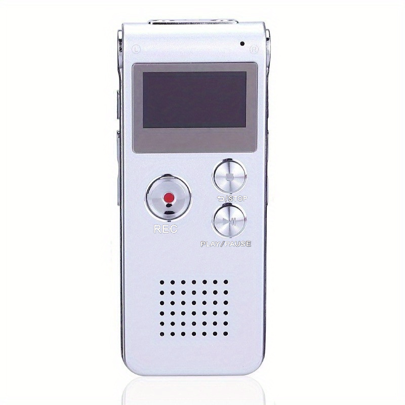 Grabadora de voz digital Grabadora activada por voz Mini grabadora de voz Grabadora de audio pequeña mejorada con MP3 y USB para conferencias: Plata