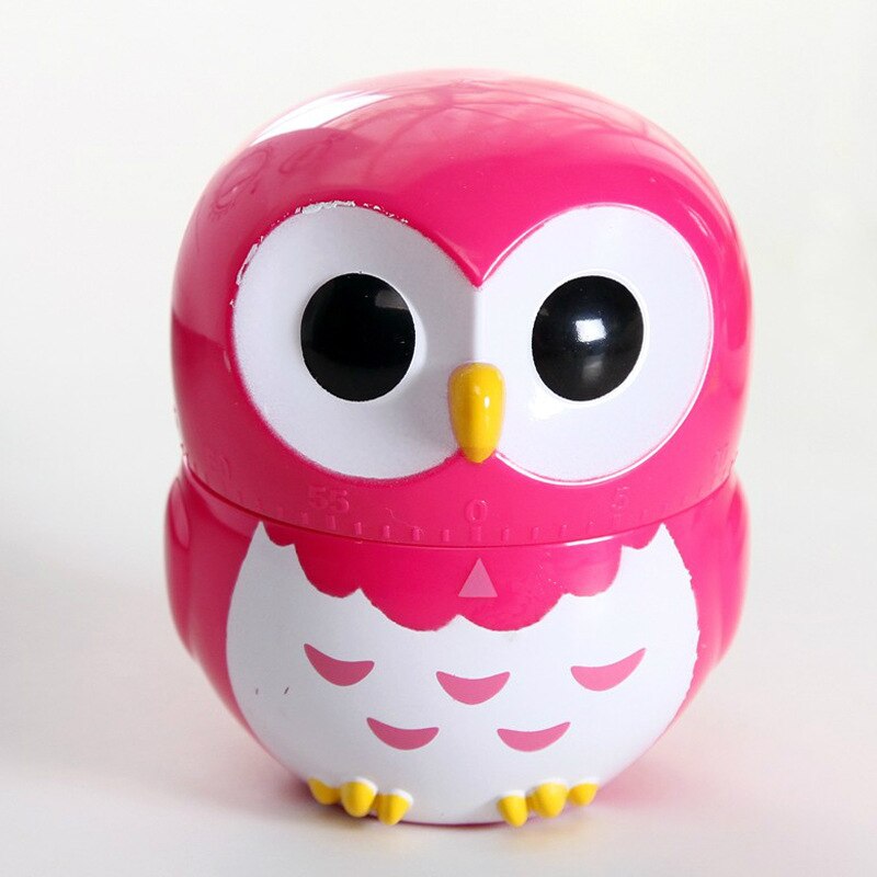 Cartoon Uil Leren Mechanische Tijd Timer 60 Minuten Keuken Koken Oven Mechanische Timer Countdown Klok Home Decor: YELLOW