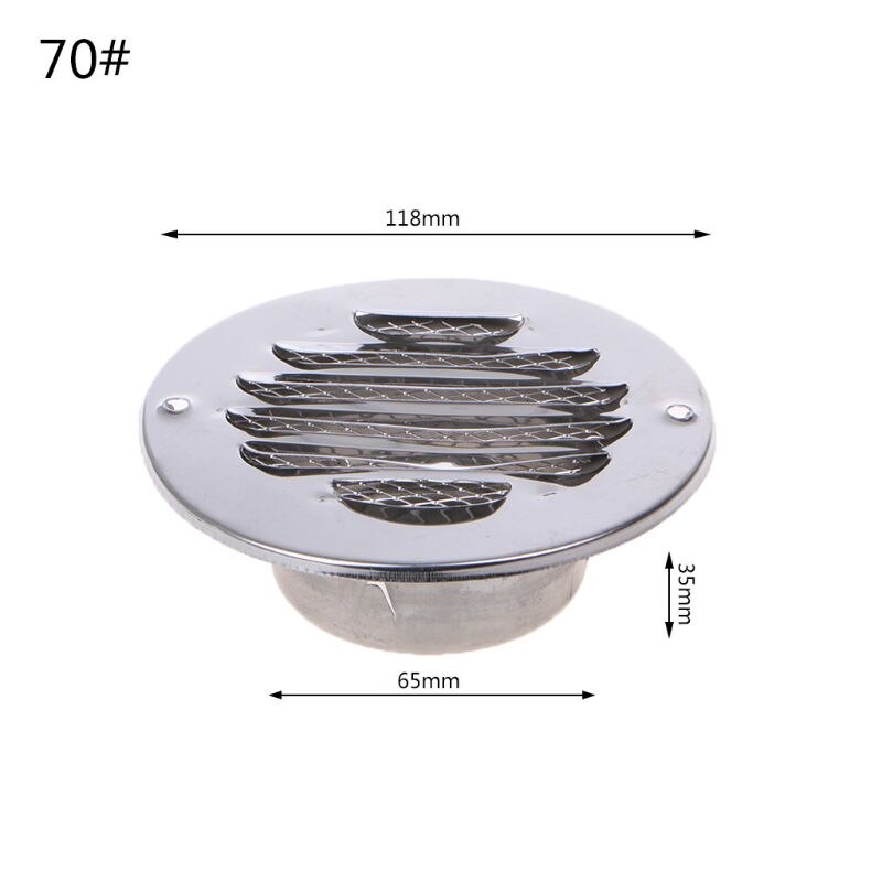 TTLIFE Stainless Steel Exterior Wall Air Vent Grille Round Ducting Ventilation Grilles 70/80/100/120mm Air Vent: 70