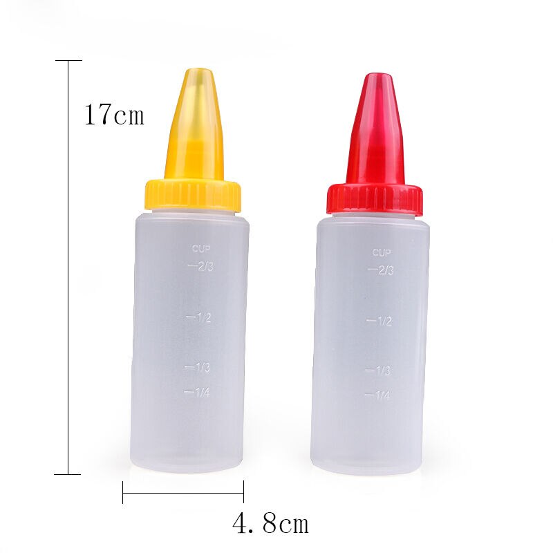 1Pc Food Grade Plastic Icing Piping Fles Met Nozzle Diy Cupcake Cookie Cake Decorating Sugarcraft Bakken Tool: B-random color