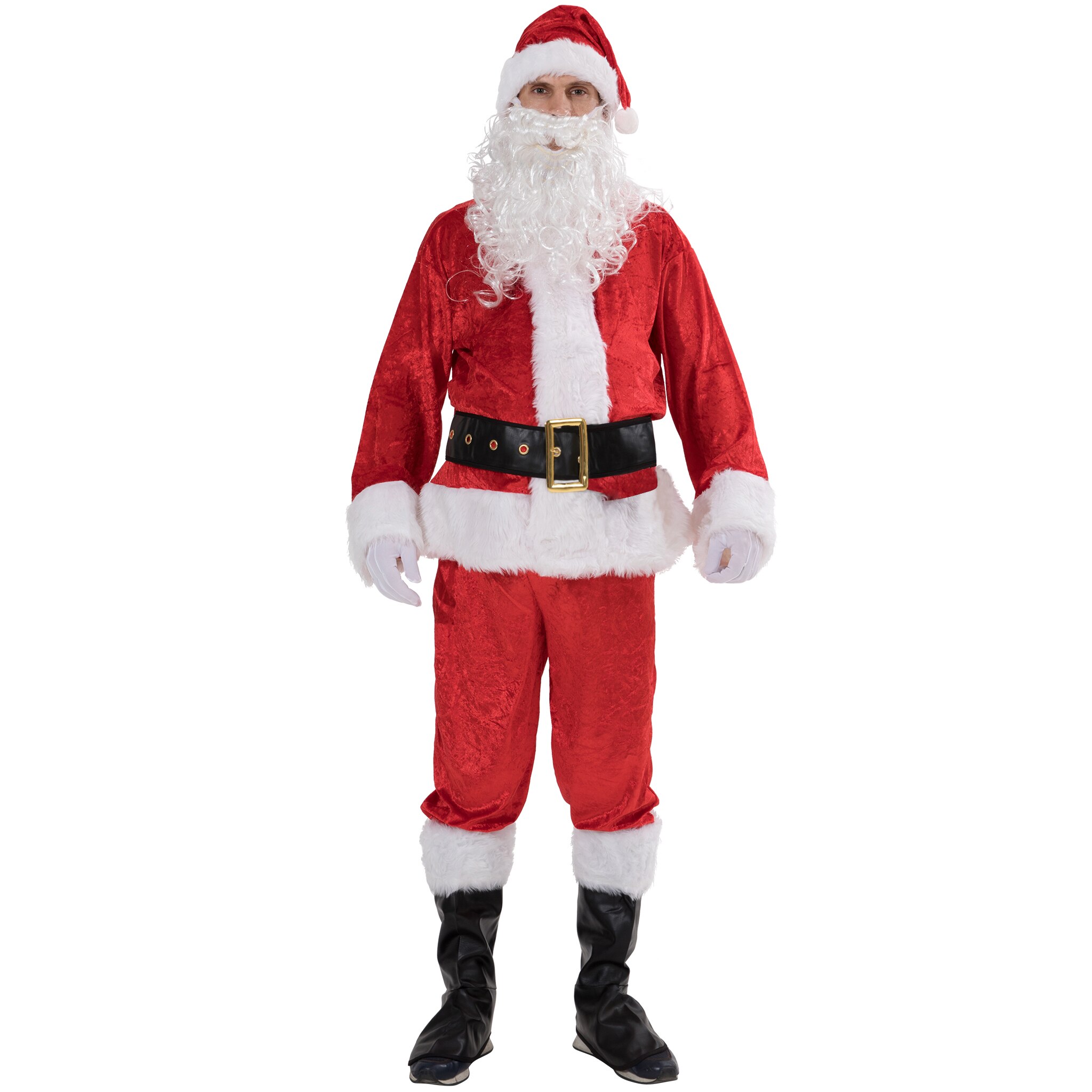 Snailify Men Santa Claus Costume Adult Flannel Santa Costumes 7 pcs Suit: Santa Claus
