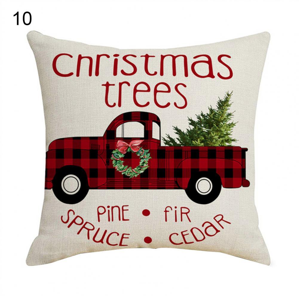 2022 Gelukkig Nieuwjaar Vrolijke Kerstversiering Linnen Kussenhoes Buffalo Rooster-Plaid Kussensloop Rendier Sokken Kussensloop: 10