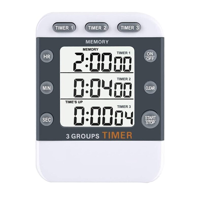 Ledd digital kök timer väckarklocka 100 timmars trippel nedräkning / upp timer för matlagning dusch läxa träning gym träning