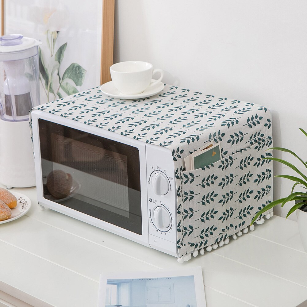 Protector para horno microondas de 30x90cm, Protector para máquina a prueba de polvo, aparato de cocina, Lino de algodón nórdico con bolsillos laterales para comedor: D