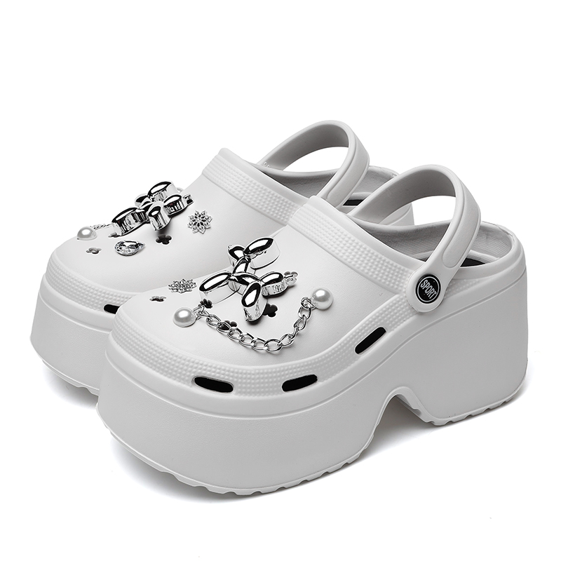 Vrouwen Diy Klompen Klompen Sandalen Zomer 2024 Slip Op Wedge Platform Sandalen Vrouw Modeketen Dikke Zool Tuin Schoenen Dames: WHITE / 35