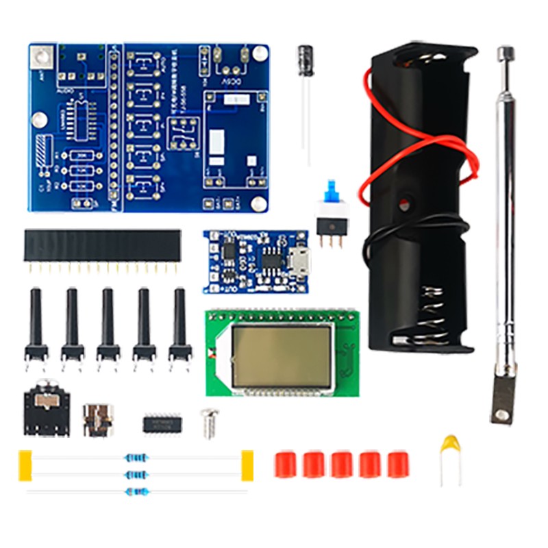 Kit de bricolaje de montaje de Radio Digital FM, placa de circuito electrónico, productos de práctica de soldadura: Rojo