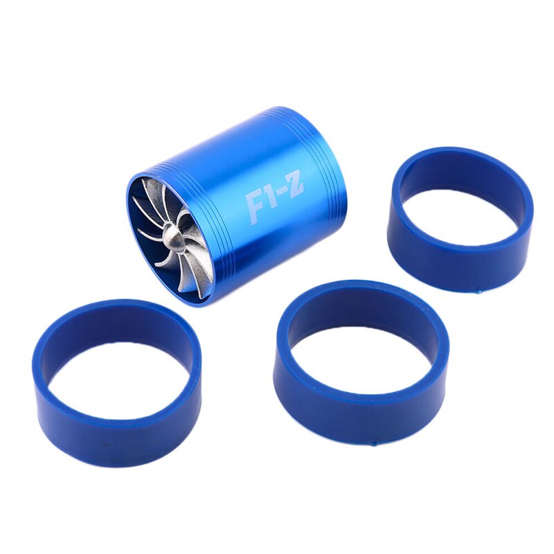 Aluminum Alloy Car Air Intake Turbonator Double Fan Turbine Turbo Gas Fuel Saver