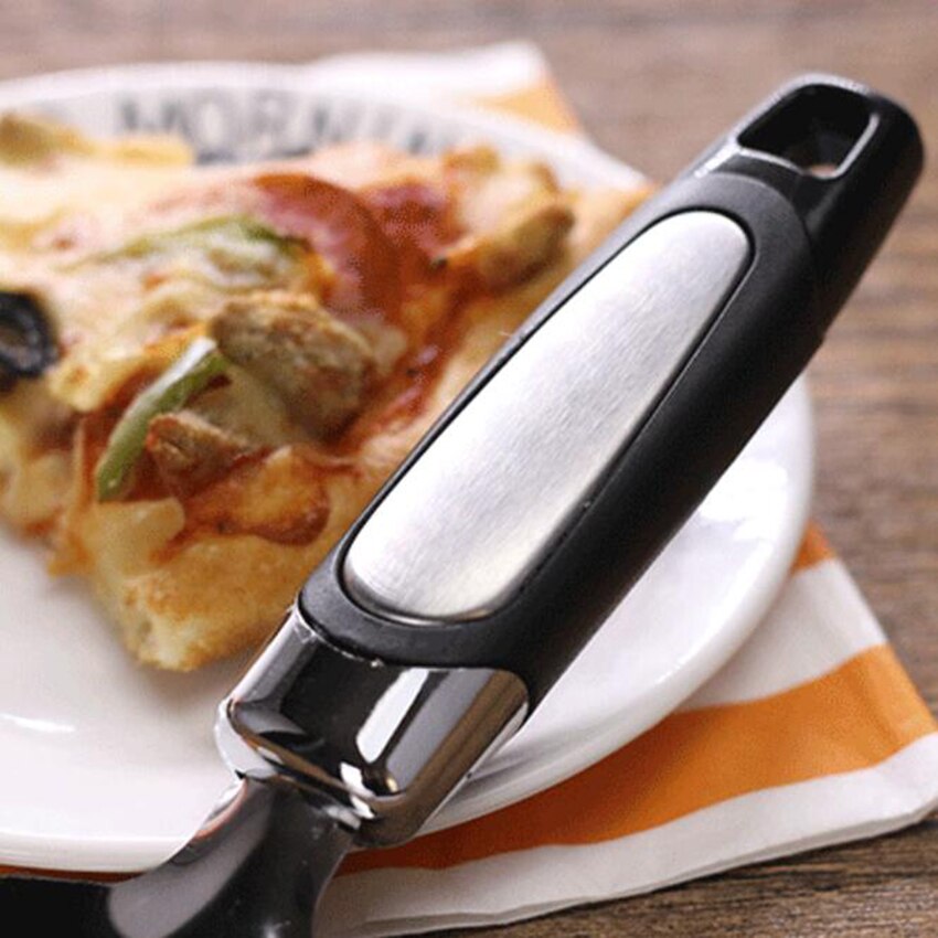Trägrepp rostfritt stål tårta pizza spade tandad kantskärare paj pizza server tårtskärare server cutter spatel