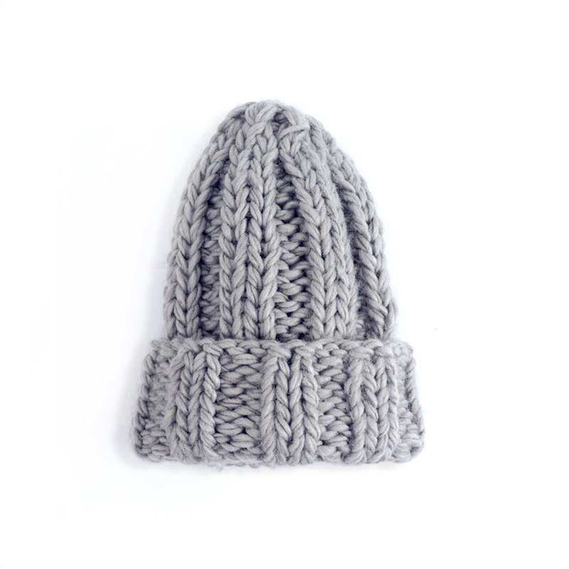 Bonnet tricoté pour femme, épais, doux, , gros Bonnet tricoté, solide, Ski de glace, Skullies, Bonnet: gray