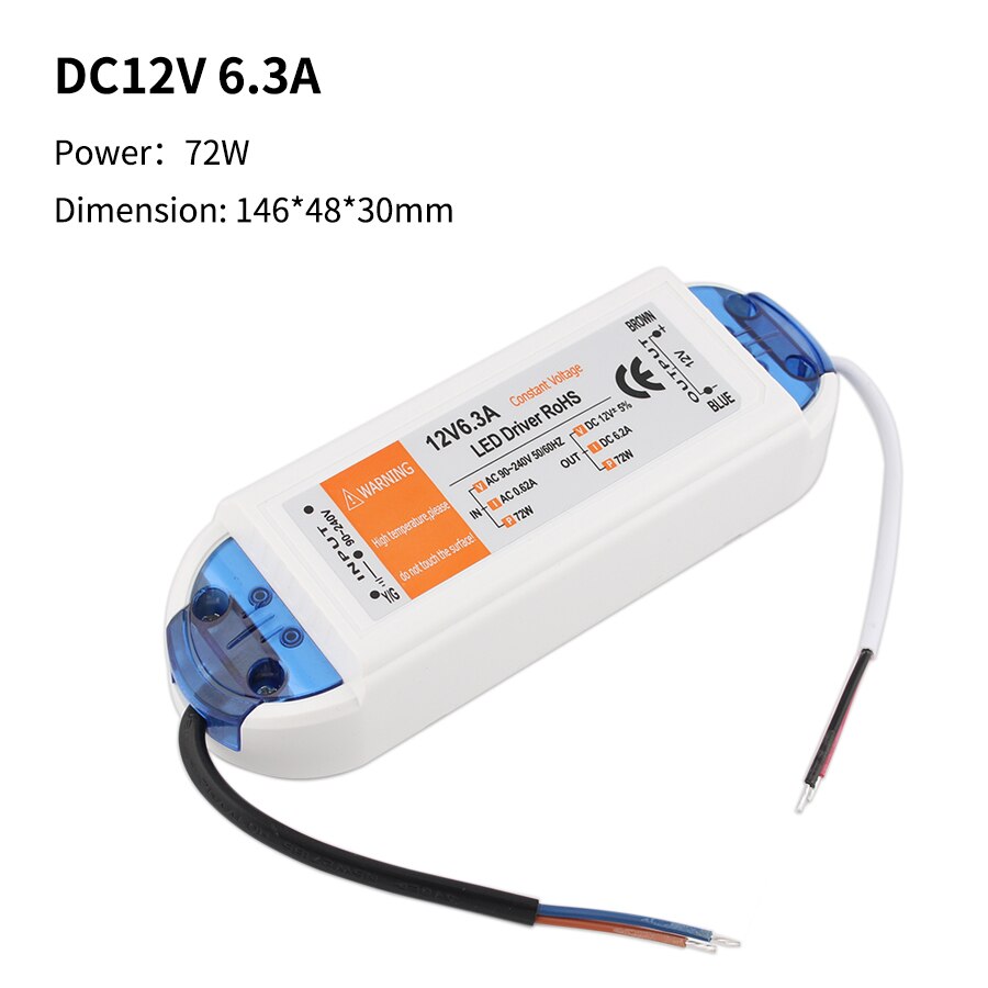 Fonte de alimentação 12v 1.5a 2a 4a 6.2a 8a da c.c. 12v fonte de alimentação 18w 28w 36w 48w 72w 100w conduziu a fonte de alimentação 90-240v do transformador do motorista para a tira conduzida