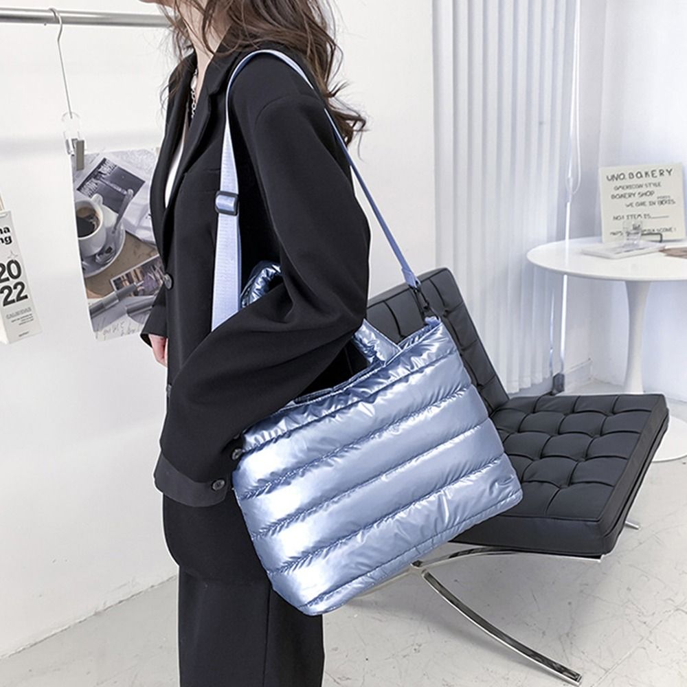 Puffer-taske til kvinder, quiltet, puffy håndtaske, letvægts, polstret skuldertaske med dunpolstring, crossbody-håndtaske med dunpolstring